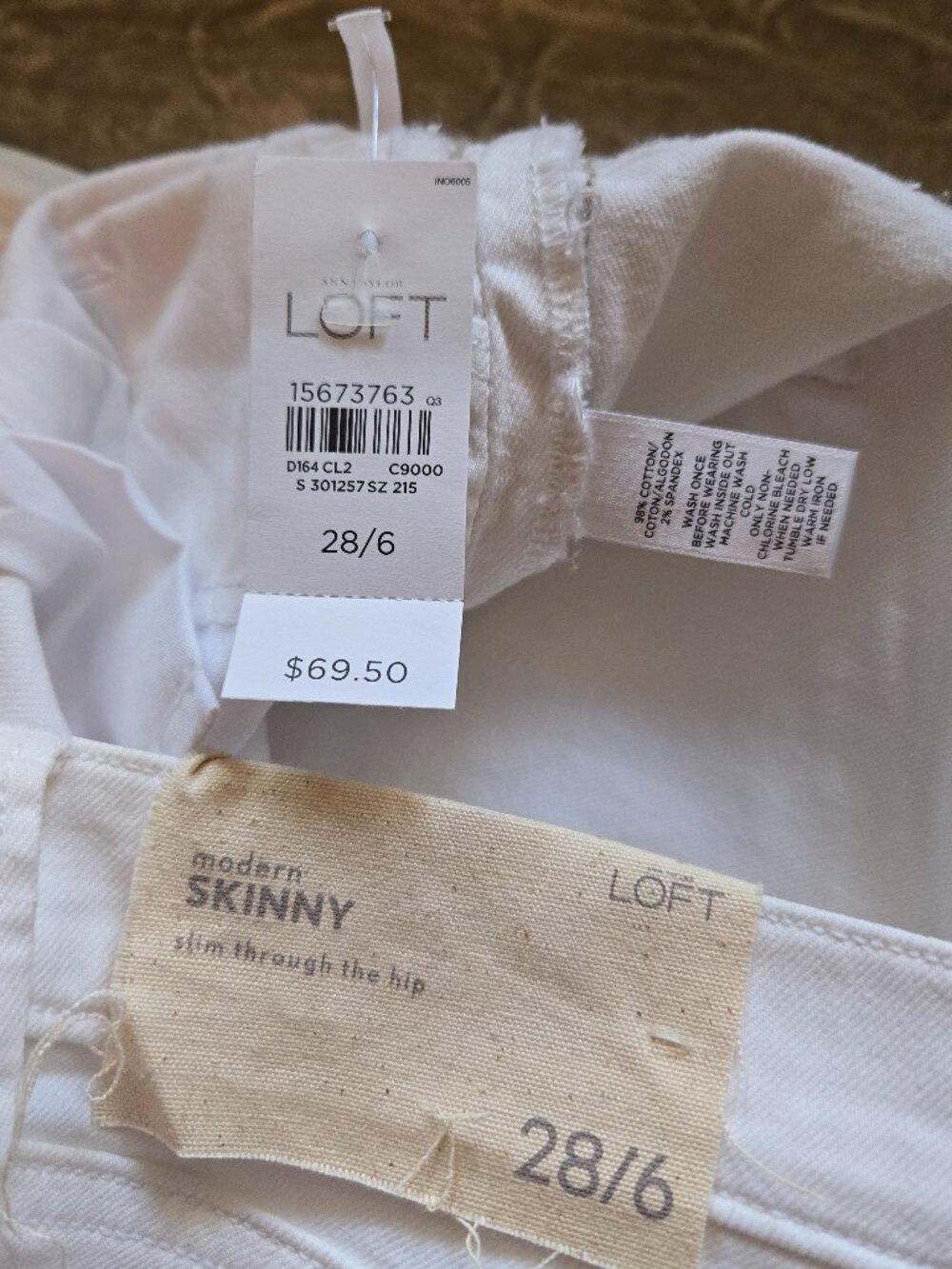 LOFT Modern Skinny White Jeans – Size 28/6 – Taupe Side Stripe - Picture 4 of 10